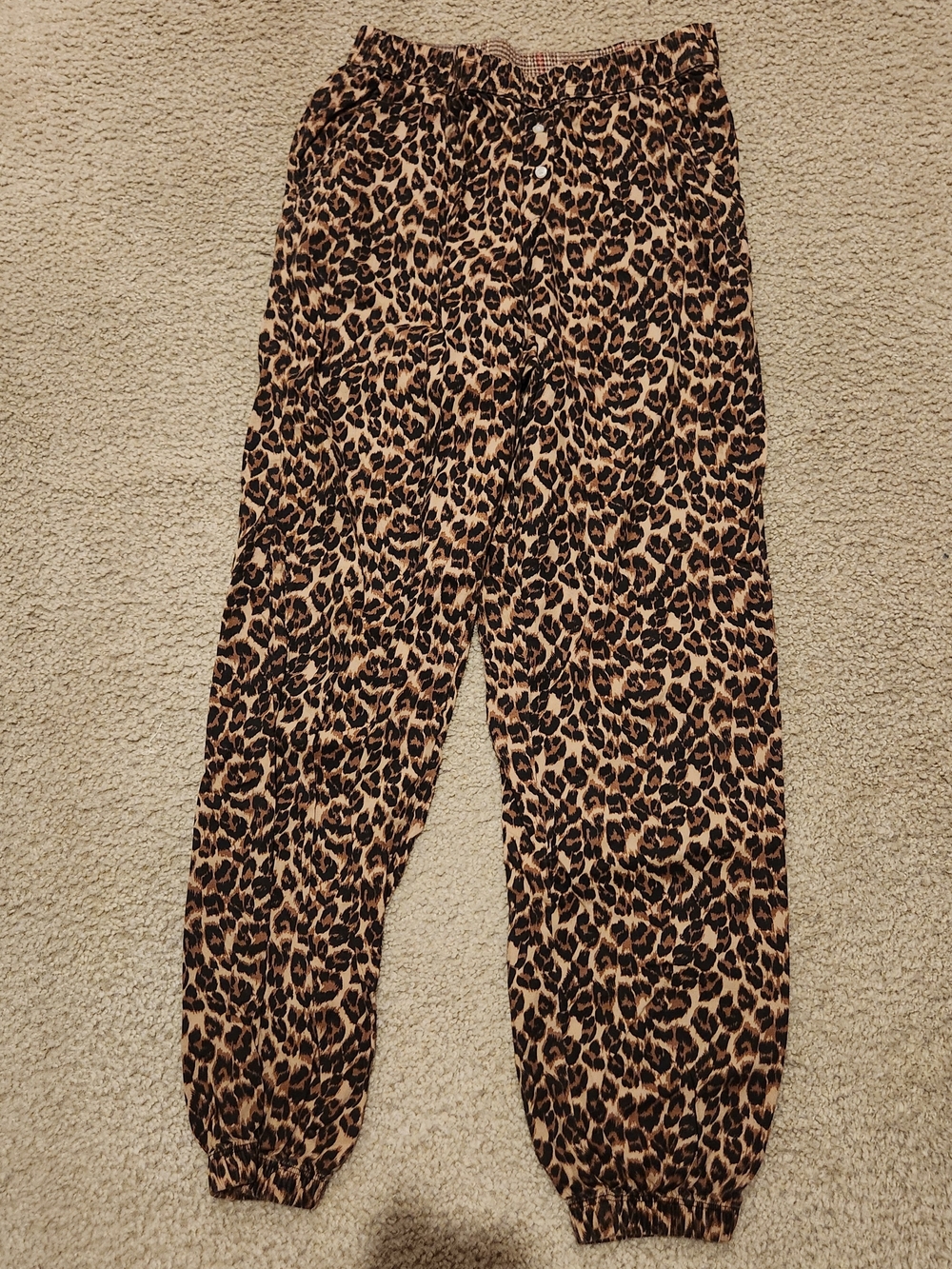 aerie Leopard-Pattern Lounge Pants in Tan and Beige
